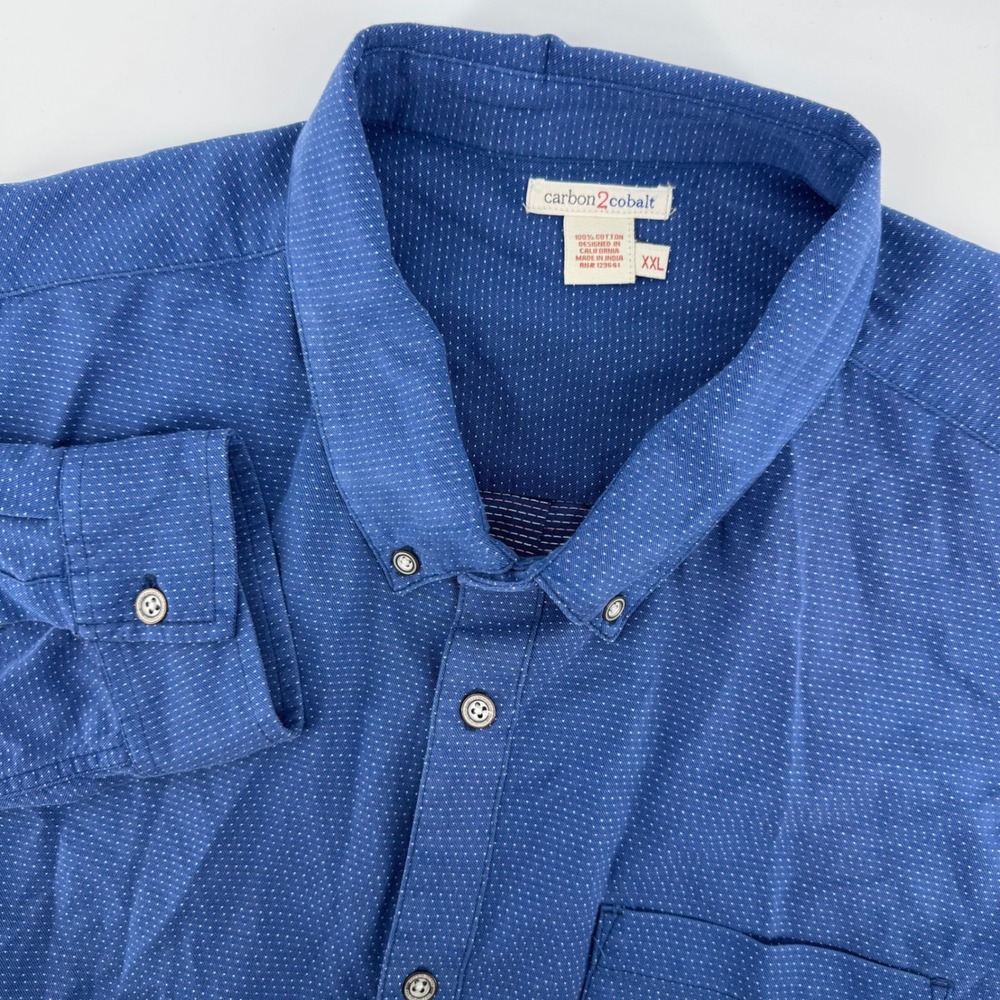 Carbon2Cobalt Men's XXL Blue‎ Dotted Long Sleeve Button Down Shirt
